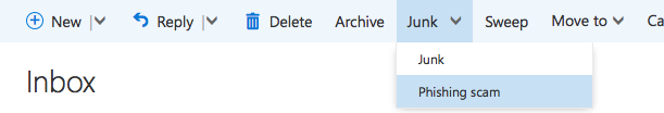 Hotmail - Report phishing email