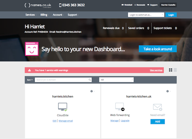 Online Control Panel Dashboard