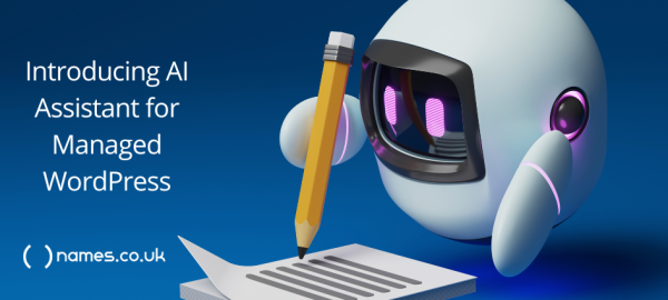 AI robot with pencil writing words on notepad