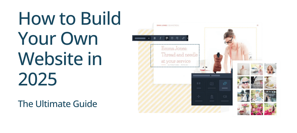 Screenshot of Website Builder editor with heading "How to build your own website in 2025"