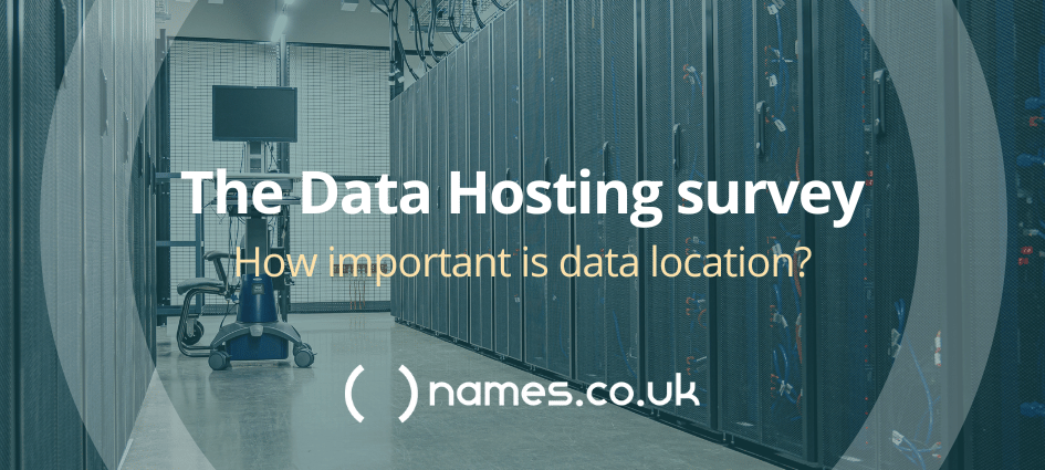 A datacentre is in the background, with the words "The Data Hosting survey" superimposed over the top