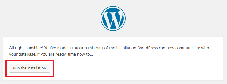 Run the WordPress installer