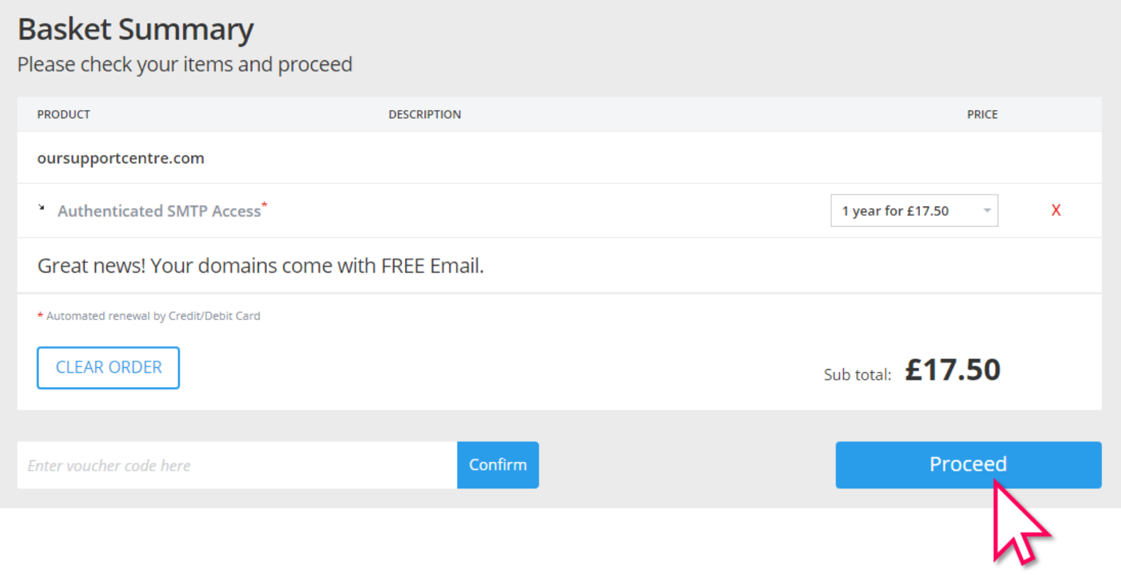 Click proceed in cart Click proceed in cart