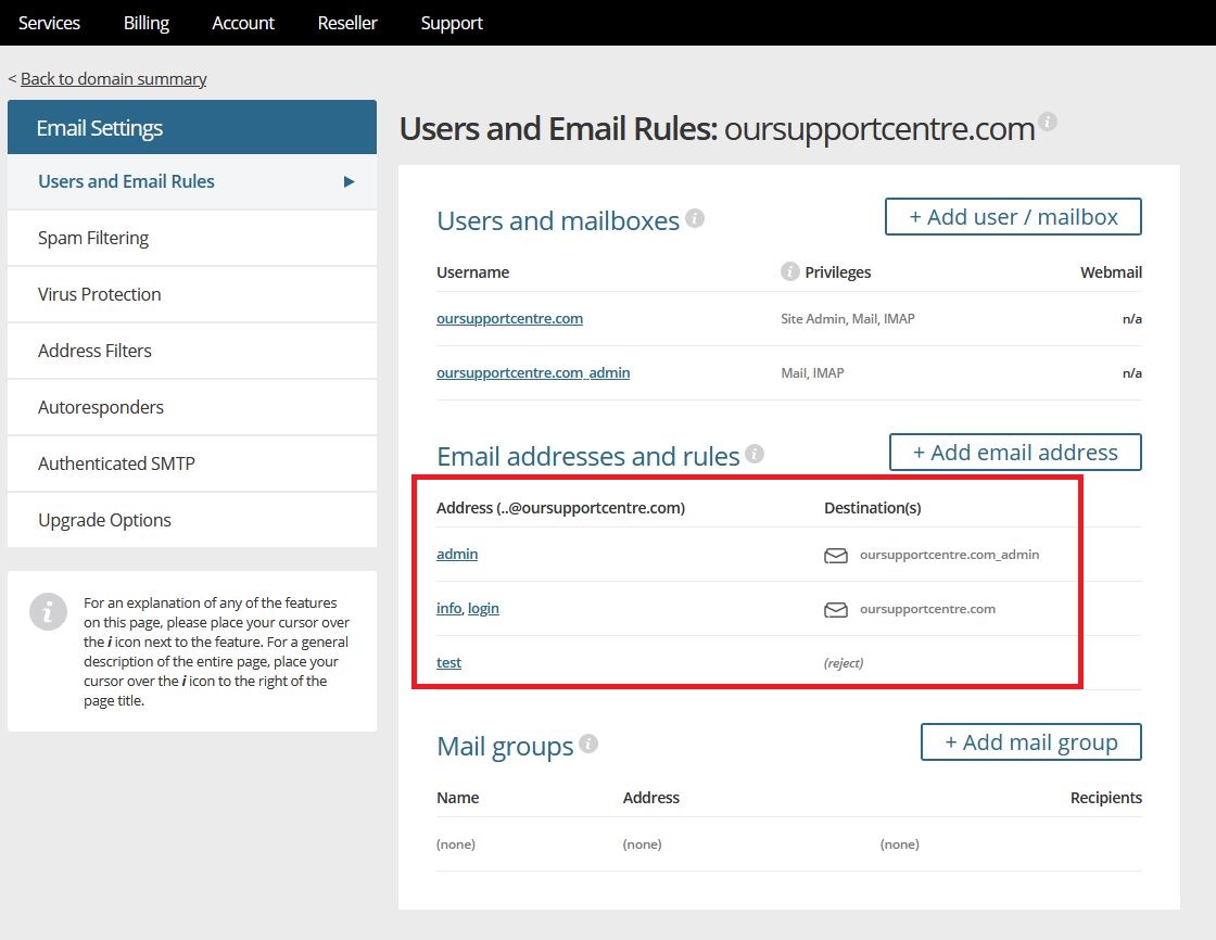 How to change your email password Support Centre names
