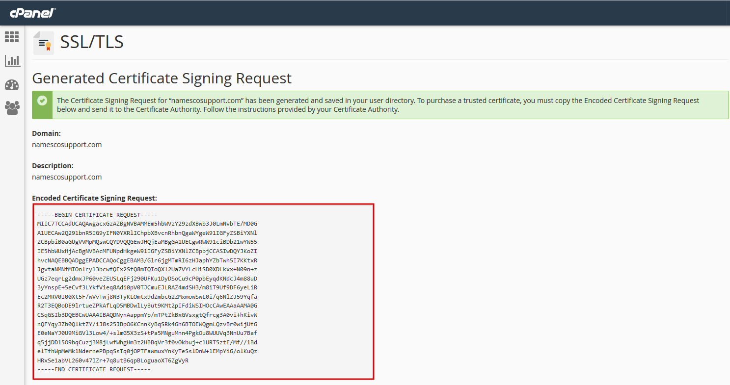 Generate a CSR for your SSL Certificate in cPanel