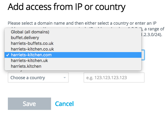 Authorising Countries Or Ip Addresses For Online Control Panel Access Support Centre Names Co Uk