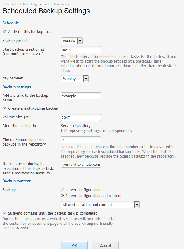 schedule server example schedule server example