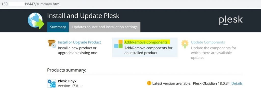 Plesk Tools & Settings page