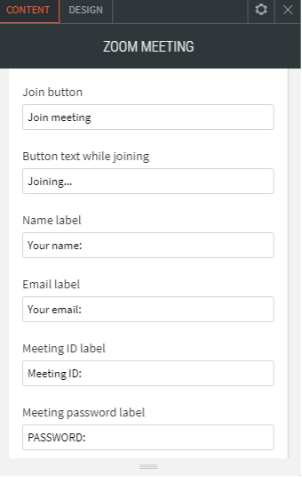 Website Builder Zoom settings