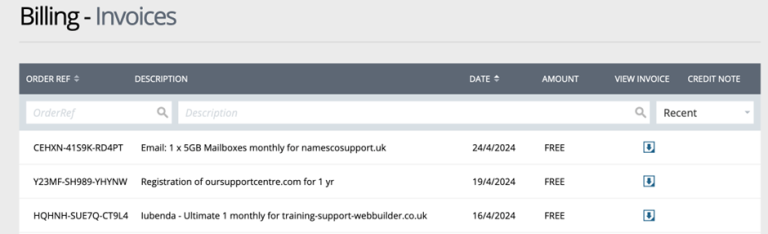 How to view Invoices for Previous Purchases - Support Centre - names.co.uk