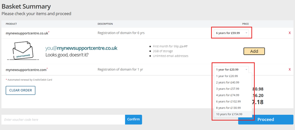 An image showing the renewal period of the domain name(s)