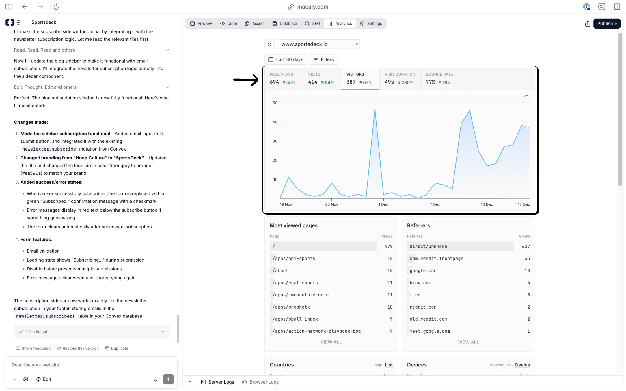 Macaly Design V1 Analytics